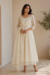 White Aabha Mul Chanderi Set