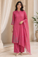 Pink Ruhani Mul Chanderi Suit Set