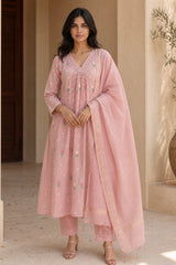 Pink Gulnaar Mul Chanderi Suit Set