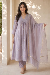 Purple Gulnaar Mul Chanderi Suit Set