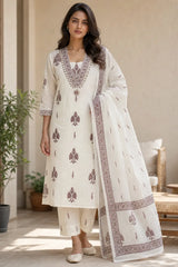Brown Nayra Cotton Suit Set