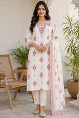 Pink Nayra Cotton Suit Set