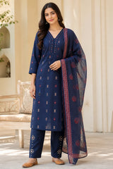 Blue Riva Cotton Suit Set