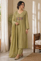 Muted Olive Cotton Suit Set