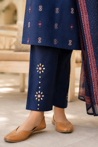 Blue Riva pure cotton suit set with thread work — styled look on model, RITAURA