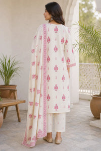 Pink Nayra pure cotton suit set with printed motifs and mirror detail — full styled look, RITAURA