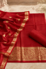 Red Zari Chanderi Suit Set
