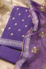 Gul Plum Resham Chanderi Suit Set