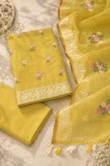 Gul Yellow Resham Chanderi Suit Set