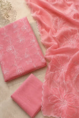 Coral Blossom Noor Appliqué Suit Set