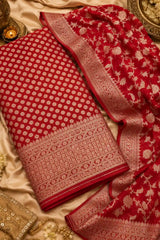 Sindoor Red Zari Georgette Suit Set