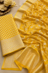Marigold Yellow Zari Georgette Suit Set