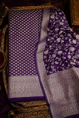 Mehr Plum Zari Georgette Suit Set