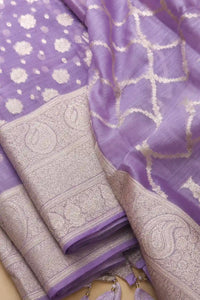 Aubergine Baingani resham silk Banarasi suit set with zari motifs — back view, RITAURA