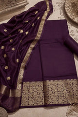 Plum Zari Chanderi Suit Set