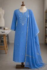 Neelaya Mul Mul Set Azure Blue