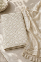 Ivory Banarasi Resham Chanderi Suit Set